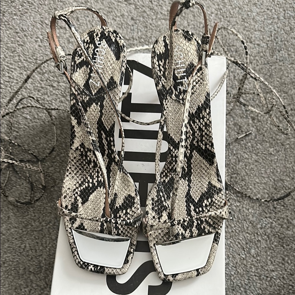 SCHUTZ Snakeskin Strappy Heels